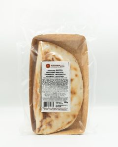 Crescione con prosciutto cotto, zucchine grigliate, philadelphia e mozzarella – senza glutine e senza lattosio, Romagna Free — confezione