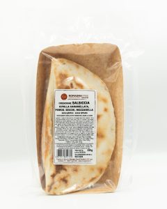 Crescione con salsiccia, cipolle caramellate, pomodori secchi e mozzarella – senza glutine e senza lattosio, Romagna Free — confezione