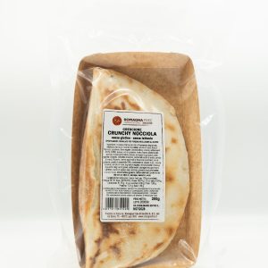 Crescione dolce Crunchy Nocciola con crema di nocciola e granella – senza glutine e senza lattosio, Romagna Free — confezione