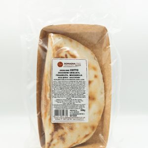 Crescione con prosciutto cotto, zucchine grigliate, philadelphia e mozzarella – senza glutine e senza lattosio, Romagna Free — confezione